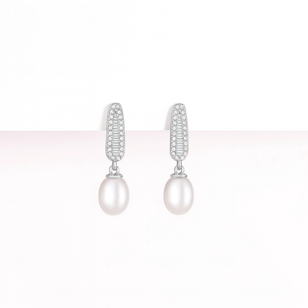 Dew You Love Me - Silver & Pearl Drop Earrings