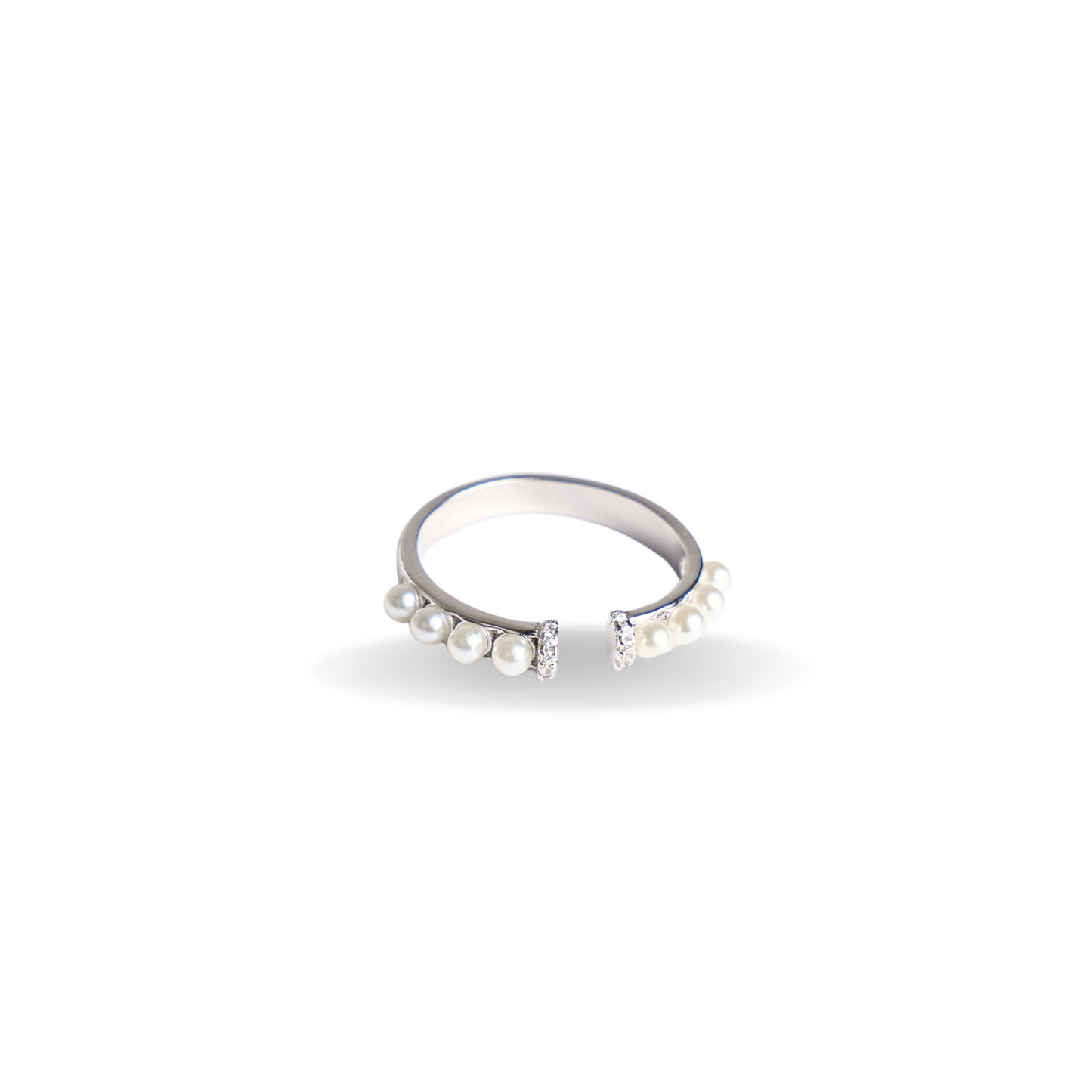 Pearl Knuckle & Finger Silver Ring