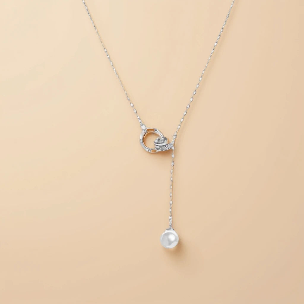Pearl Knots - Silver Necklace