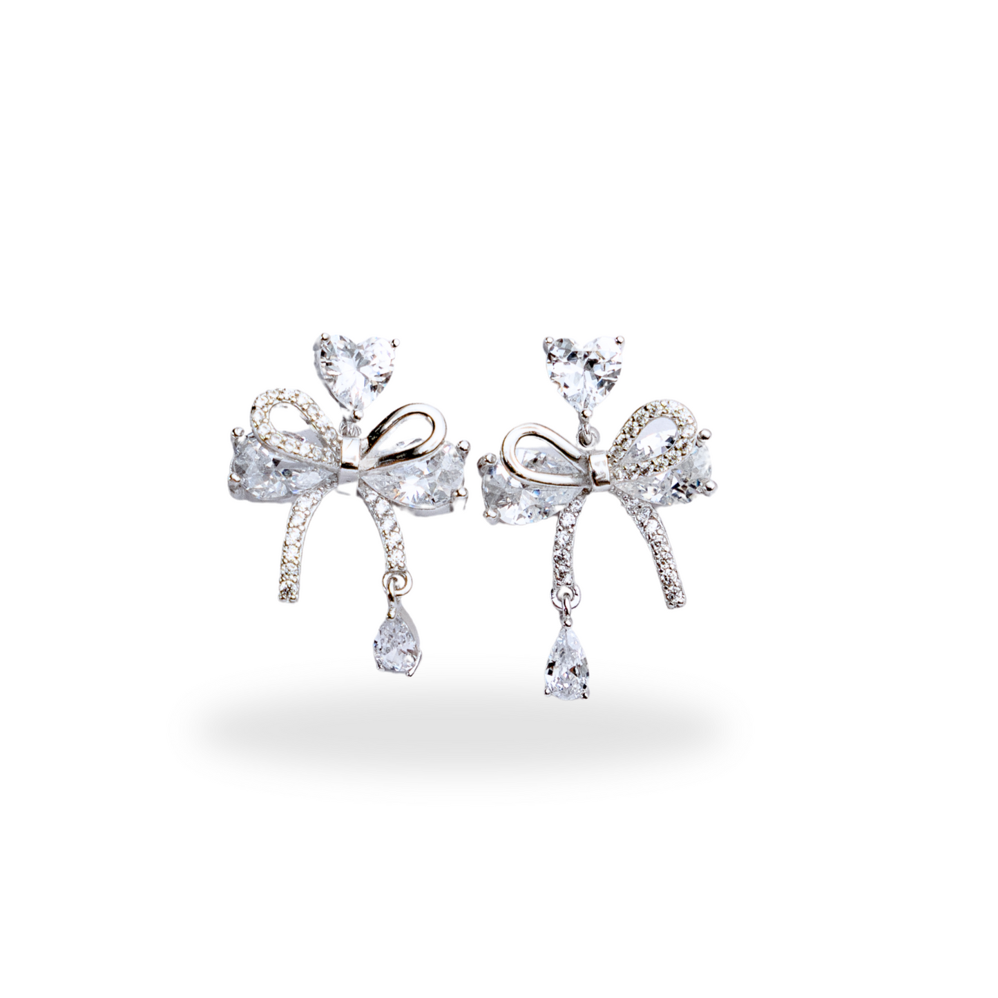 Bow Brilliance - Silver Earrings
