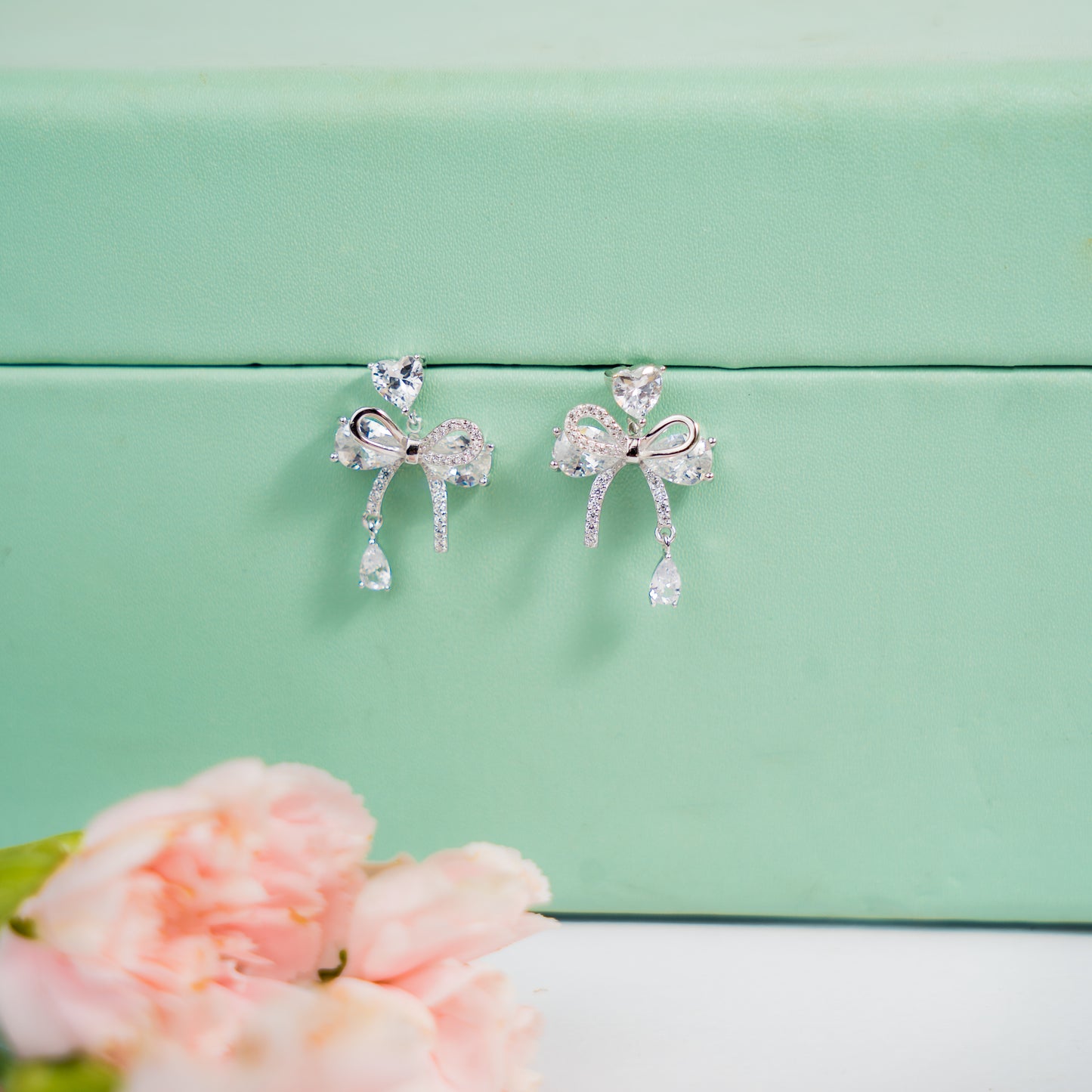 Bow Brilliance - Silver Earrings