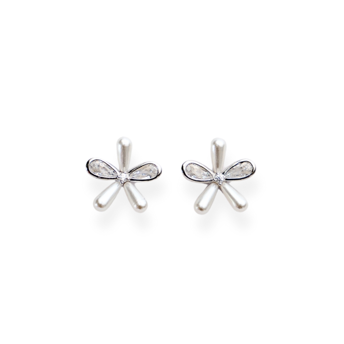 Hathor - Pearl & Silver Floral Studs