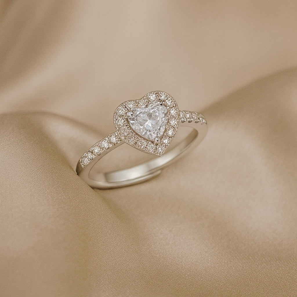 Amour - Silver Adjustable Heart Ring