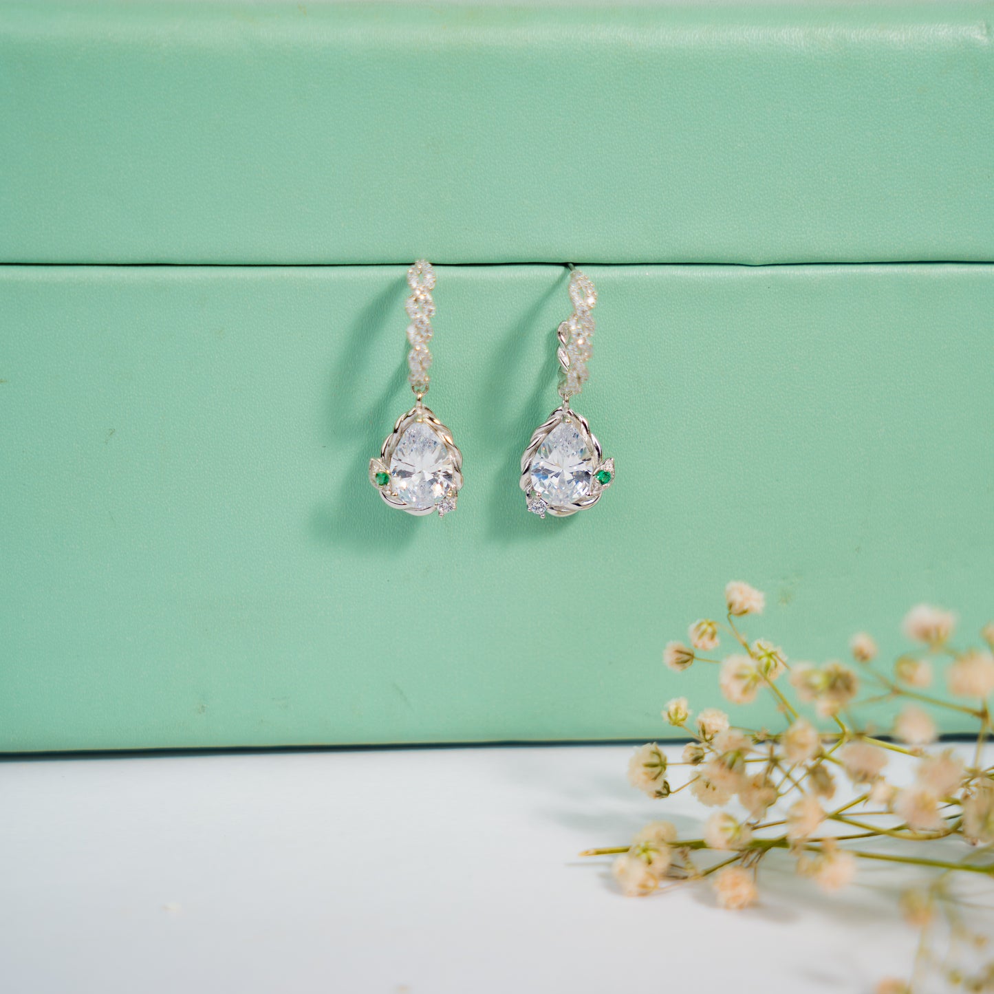 Persephone - Silver Droplet Hoop Earrings