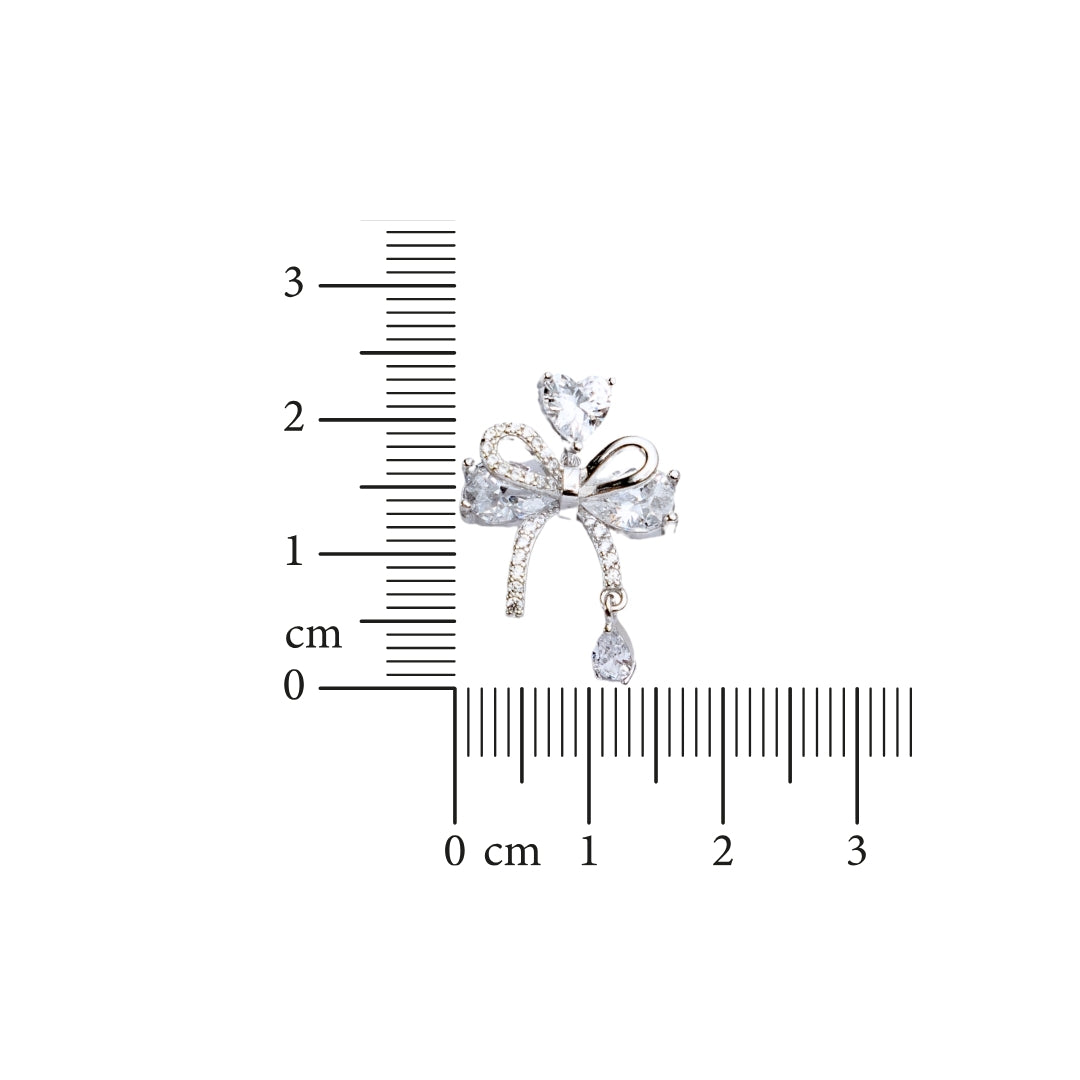 Bow Brilliance - Silver Earrings
