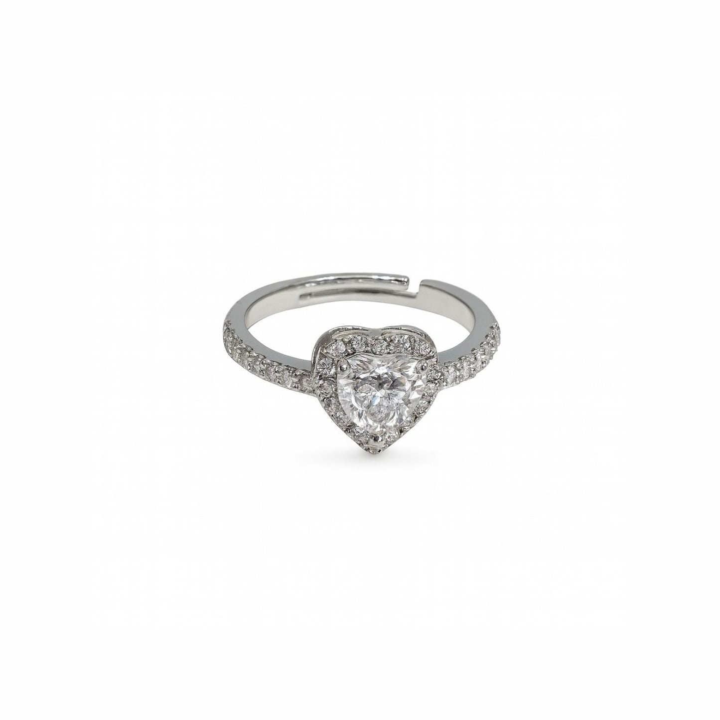 Amour - Silver Adjustable Heart Ring