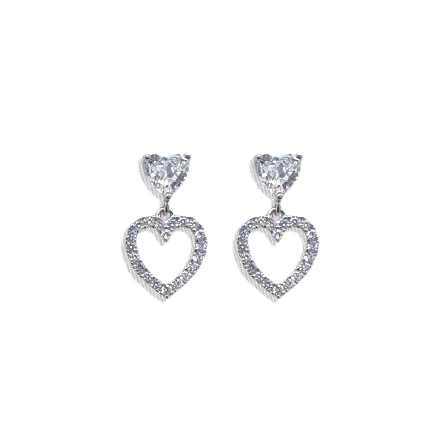 Lovebug - Heart Shaped Silver Drop Earrings