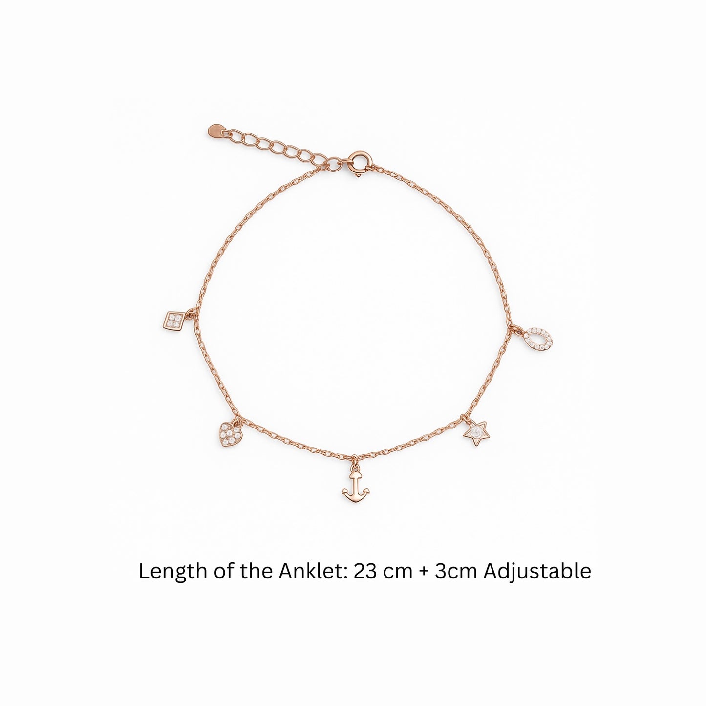 Ocean Whispers – Rose Gold Charm Anklet