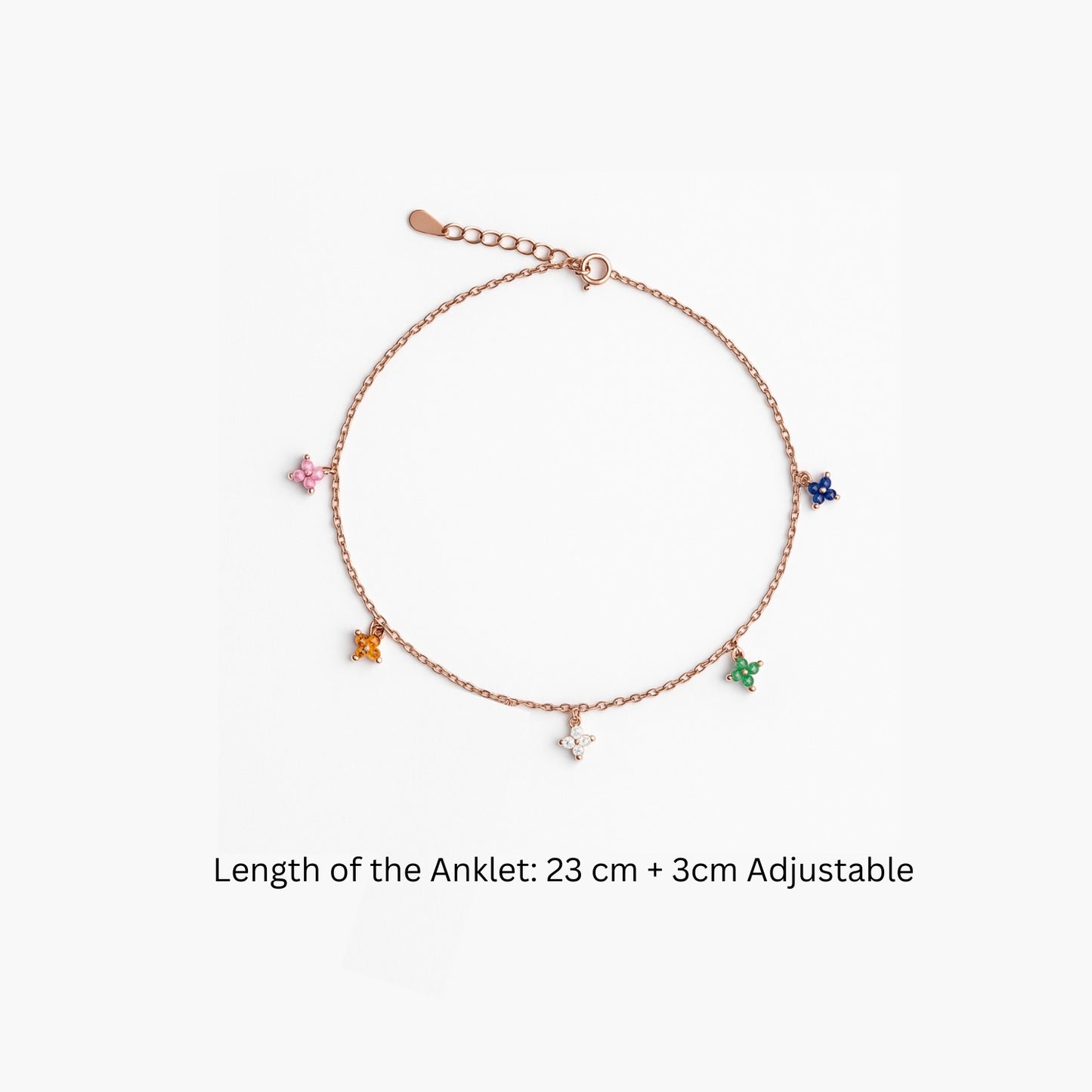 Emerald Haven - Rose Gold Floral Charm Anklet