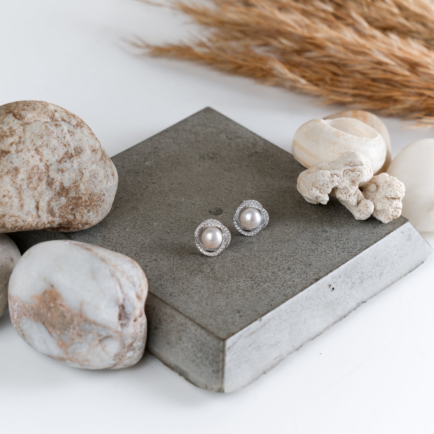 Eclipse - Pearl and Silver Earrings