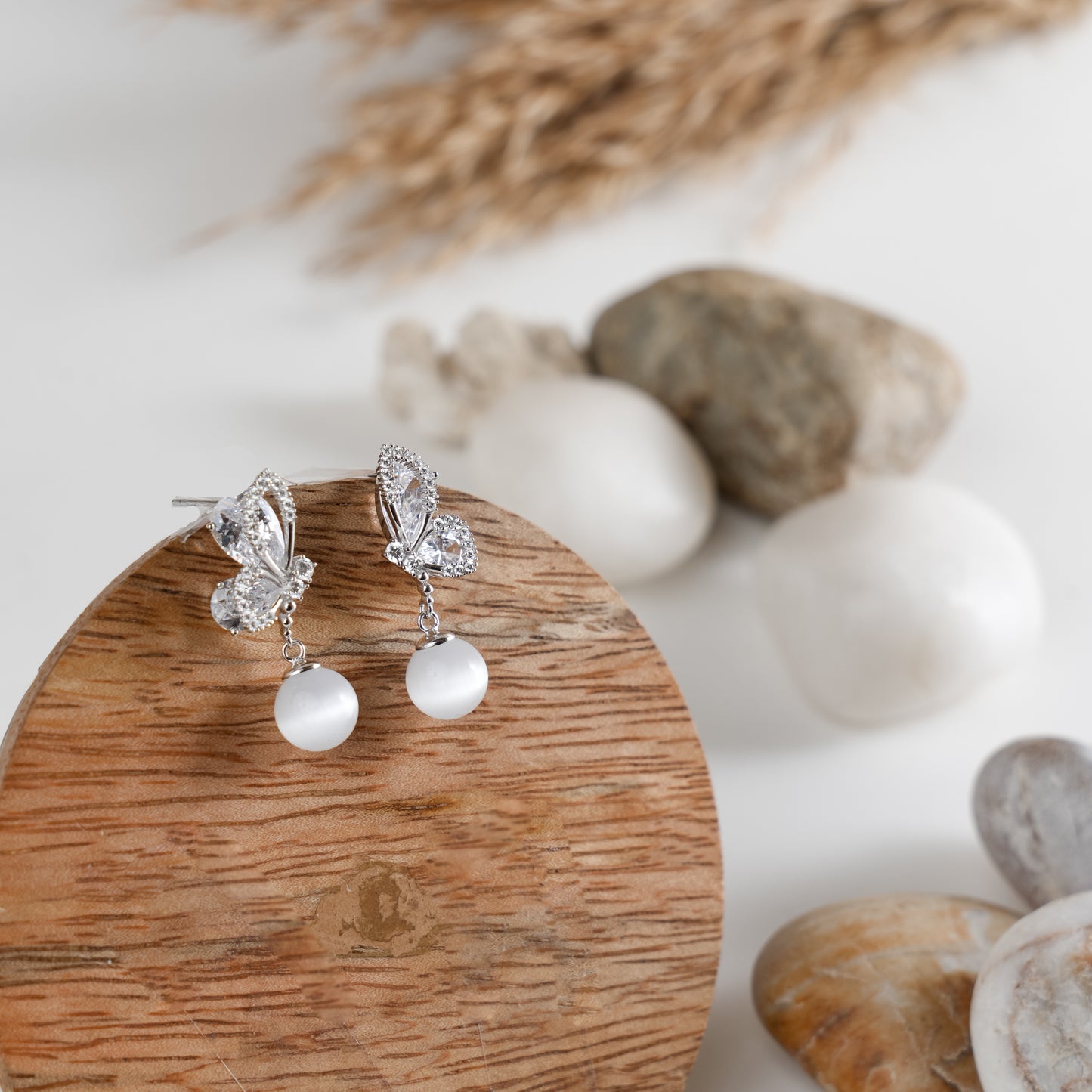 Social Butterfly - Silver & Moonstone Earrings