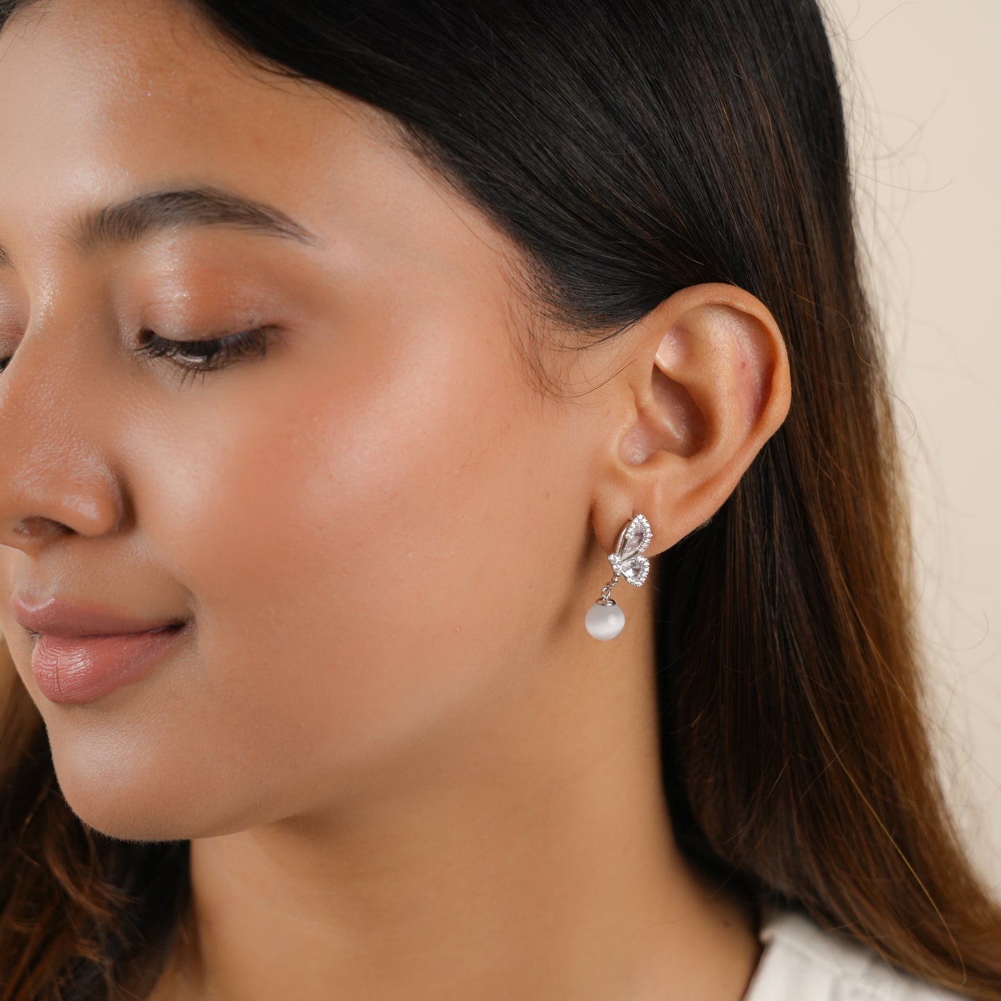 Social Butterfly - Silver & Moonstone Earrings