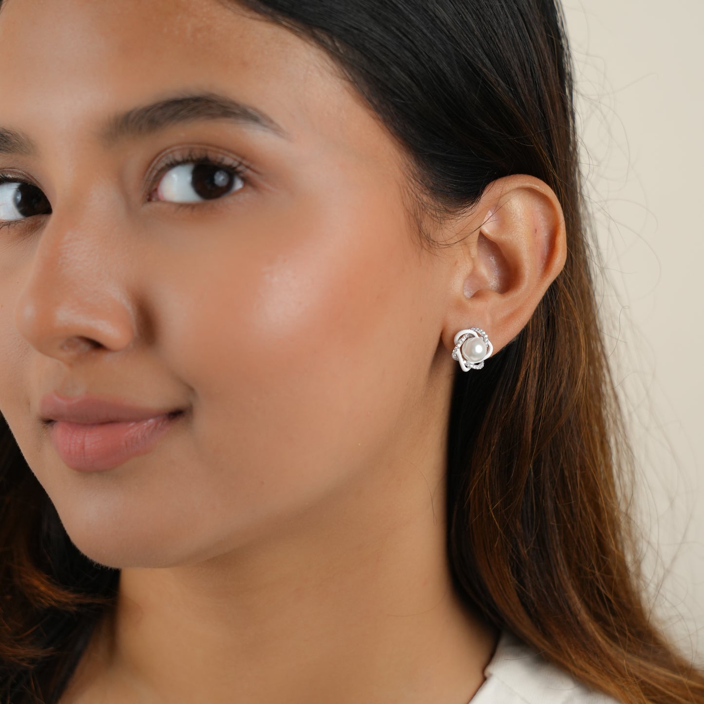 Flower Moon - Pearl and Silver Earrings