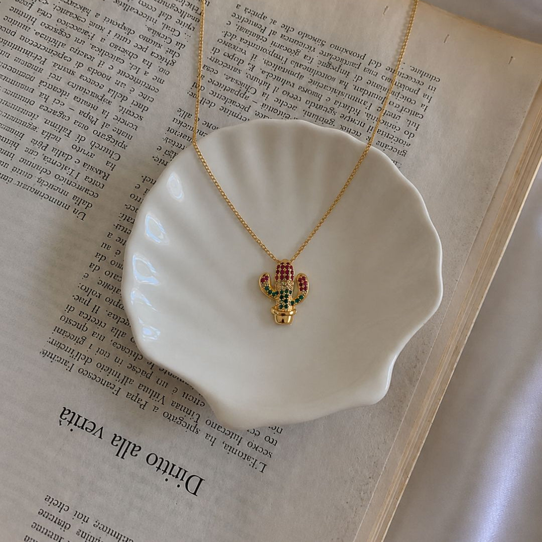 Thriving - Gold Cactus Pendant & Chain