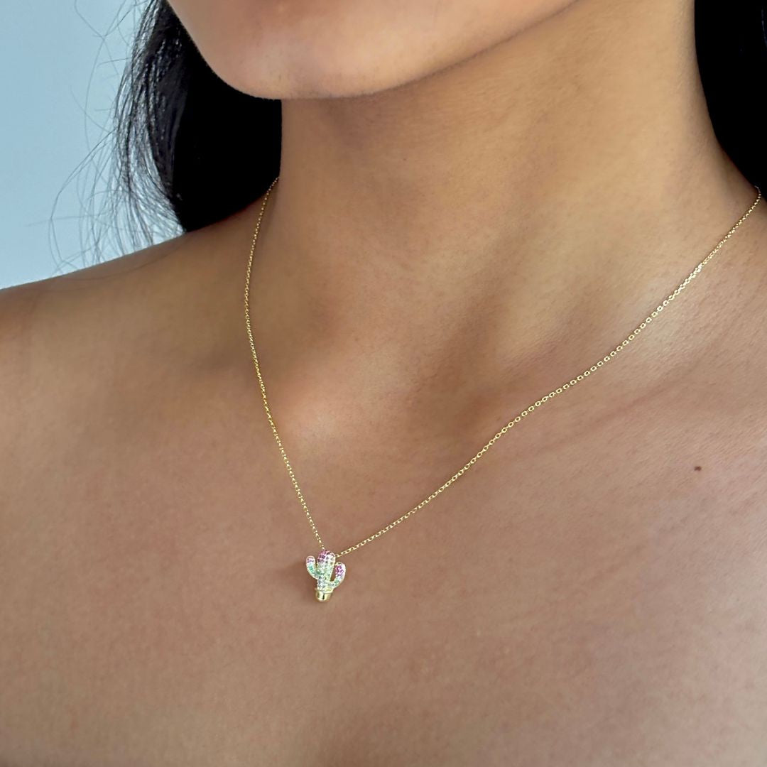 Thriving - Gold Cactus Pendant & Chain