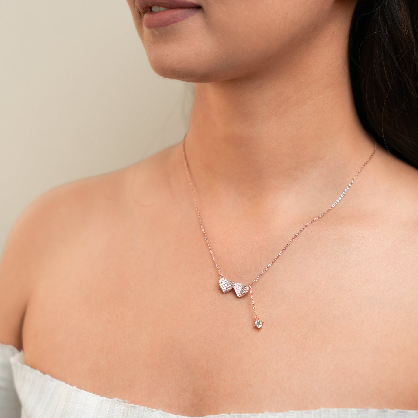 Double Tap - Rose Gold Shaped Silver necklace