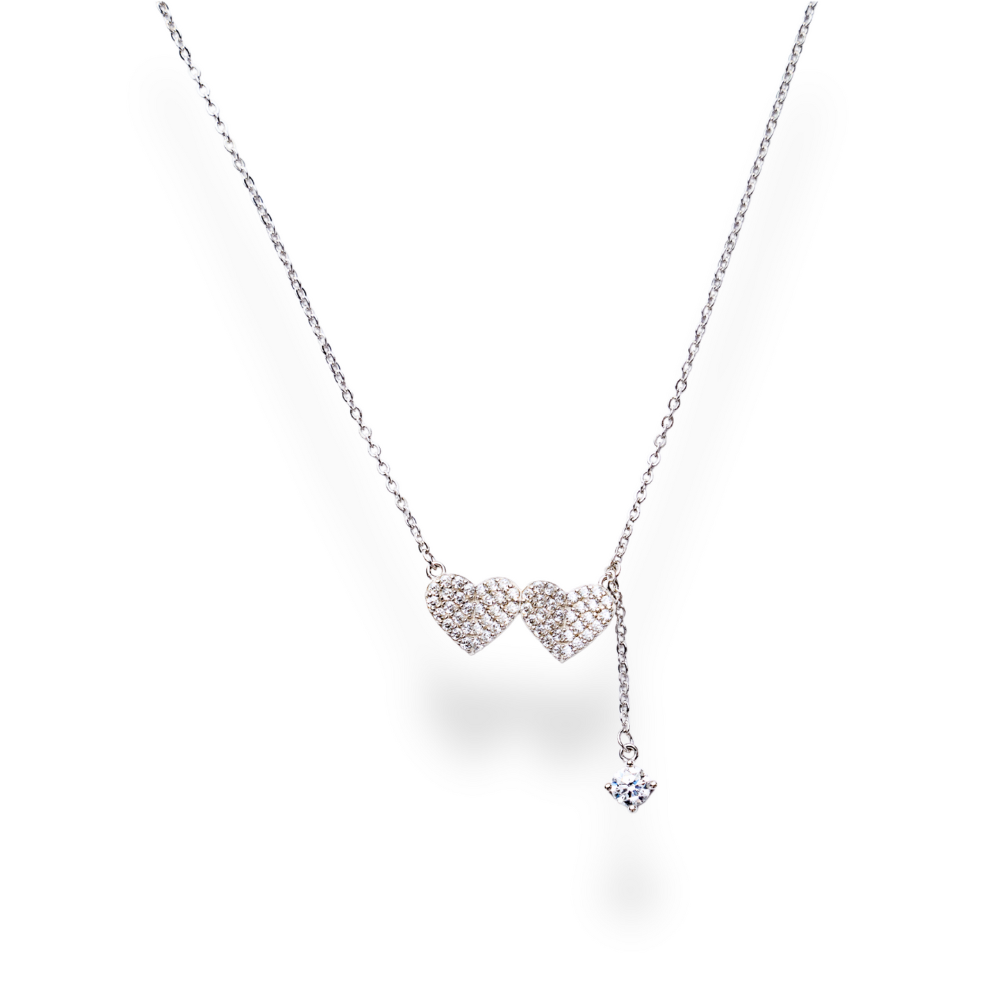 Double Tap - Heart Shaped Silver necklace