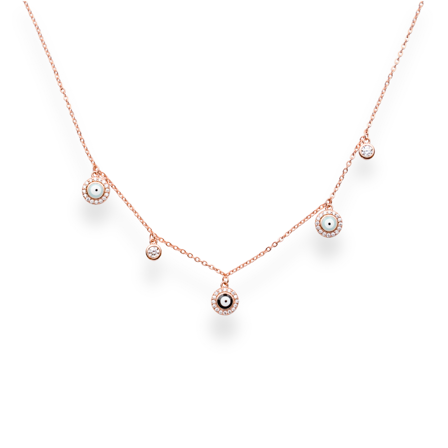 Bastet - Evil Eye Rose Gold Charm Necklace