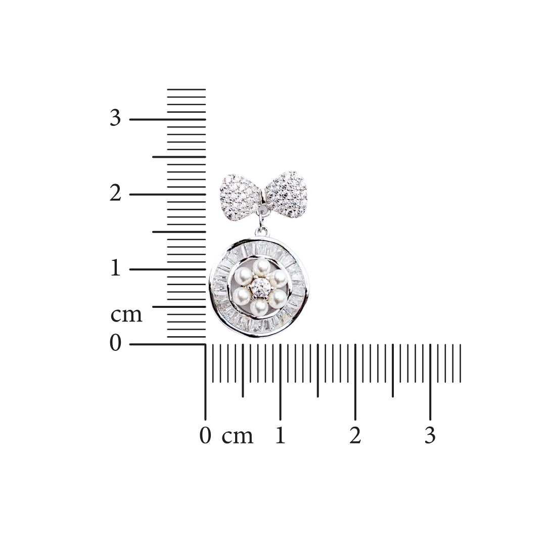 Bow-tanical - Silver & Pearl Earrings