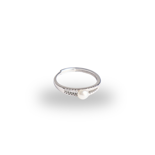Lunaire - Pearl and Silver Adjustable Ring