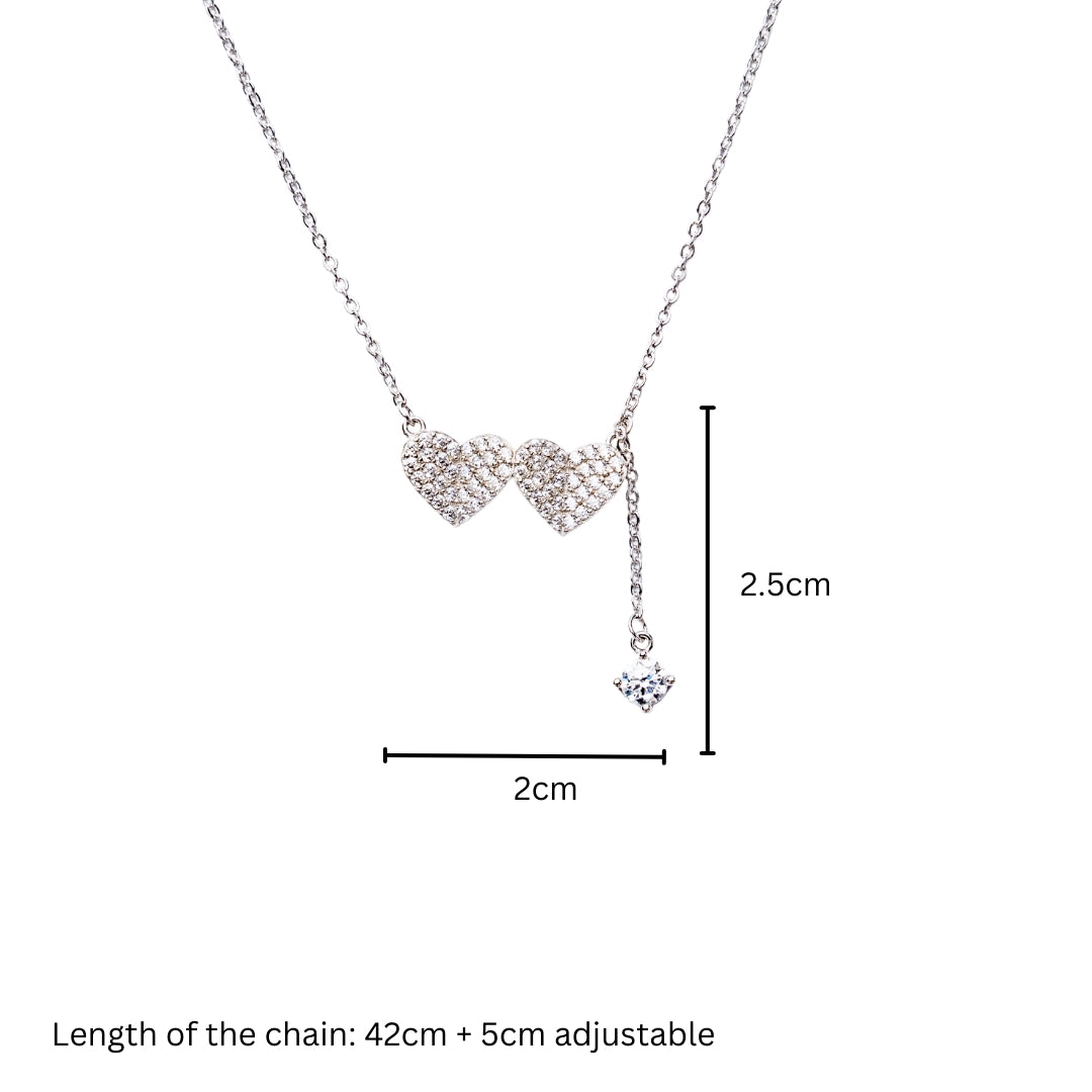 Double Tap - Heart Shaped Silver necklace