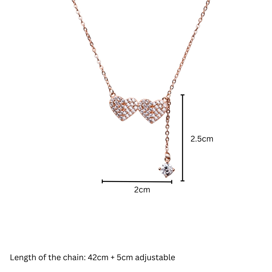 Double Tap - Rose Gold Shaped Silver necklace