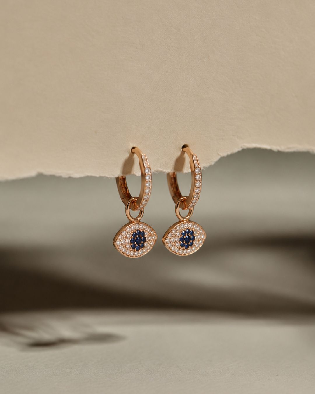 Guardian Drops - Evil Eye Rose Gold Drop Earrings