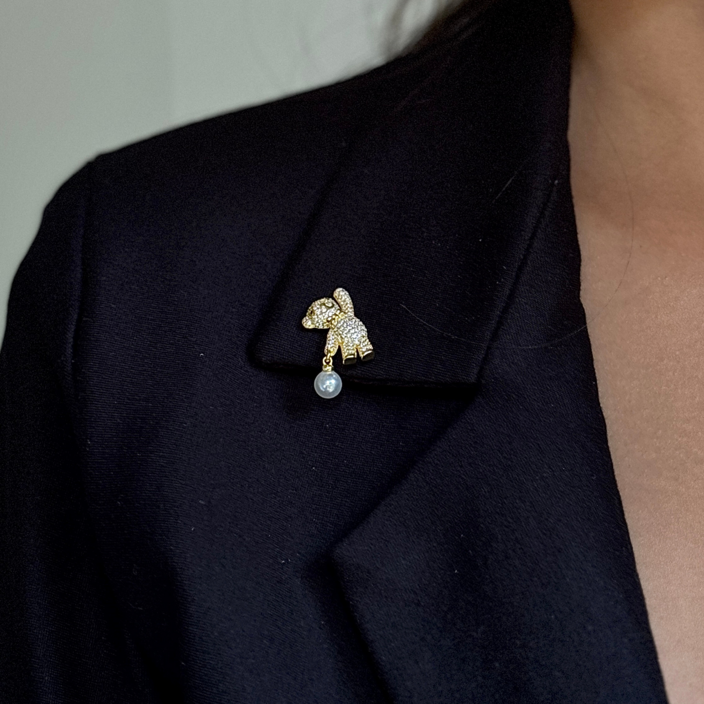 Cuddles - Teddy Bear Gold Button Pin/ Brooch (Unisex)