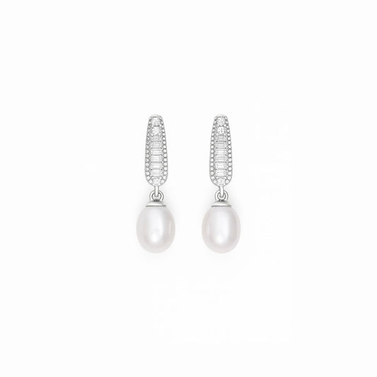 Dew You Love Me - Silver & Pearl Drop Earrings