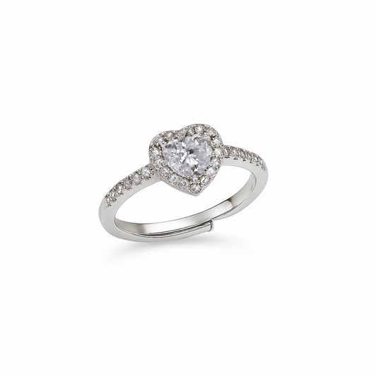 Amour - Silver Adjustable Heart Ring