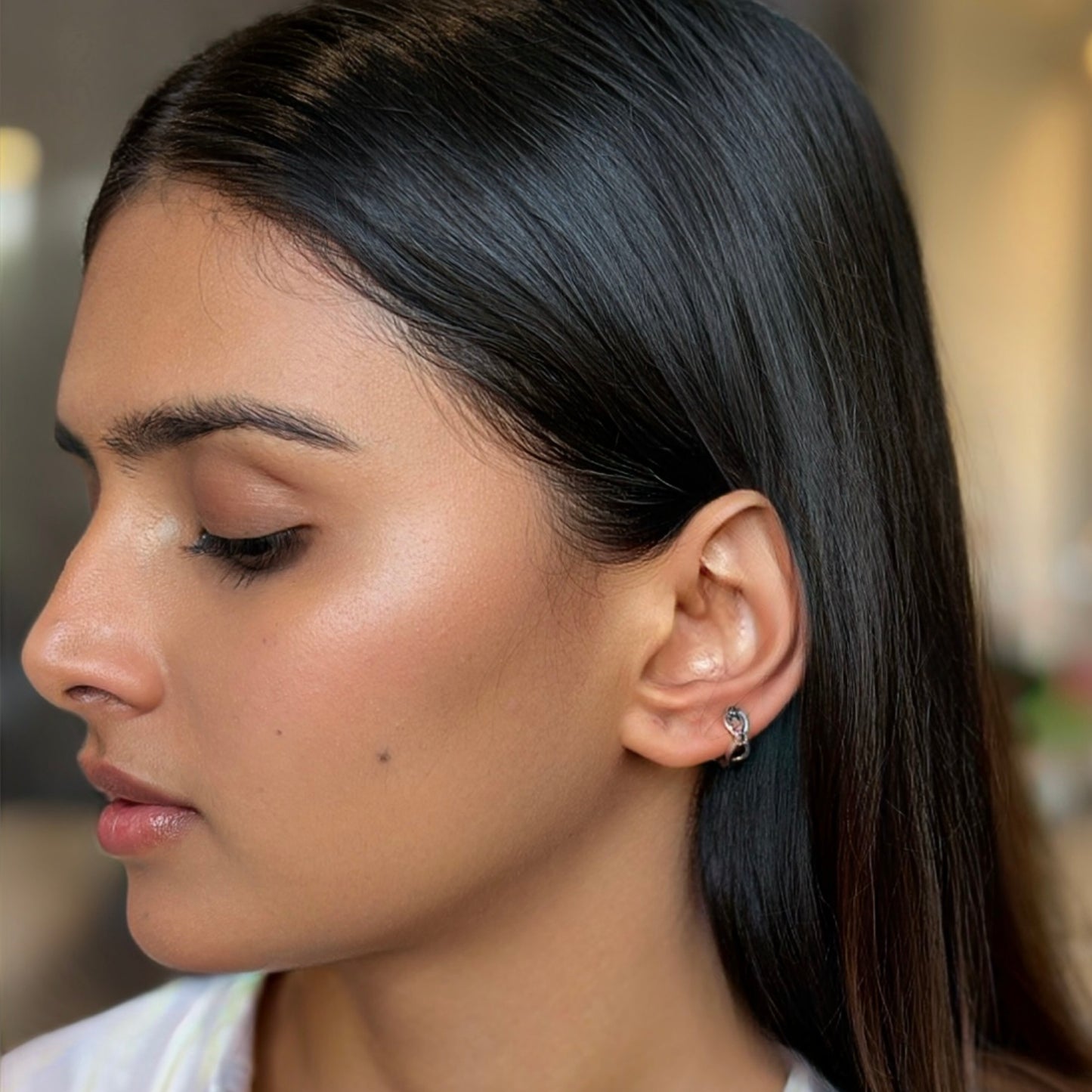 Infinity Loop - Oxidized Silver Hoops