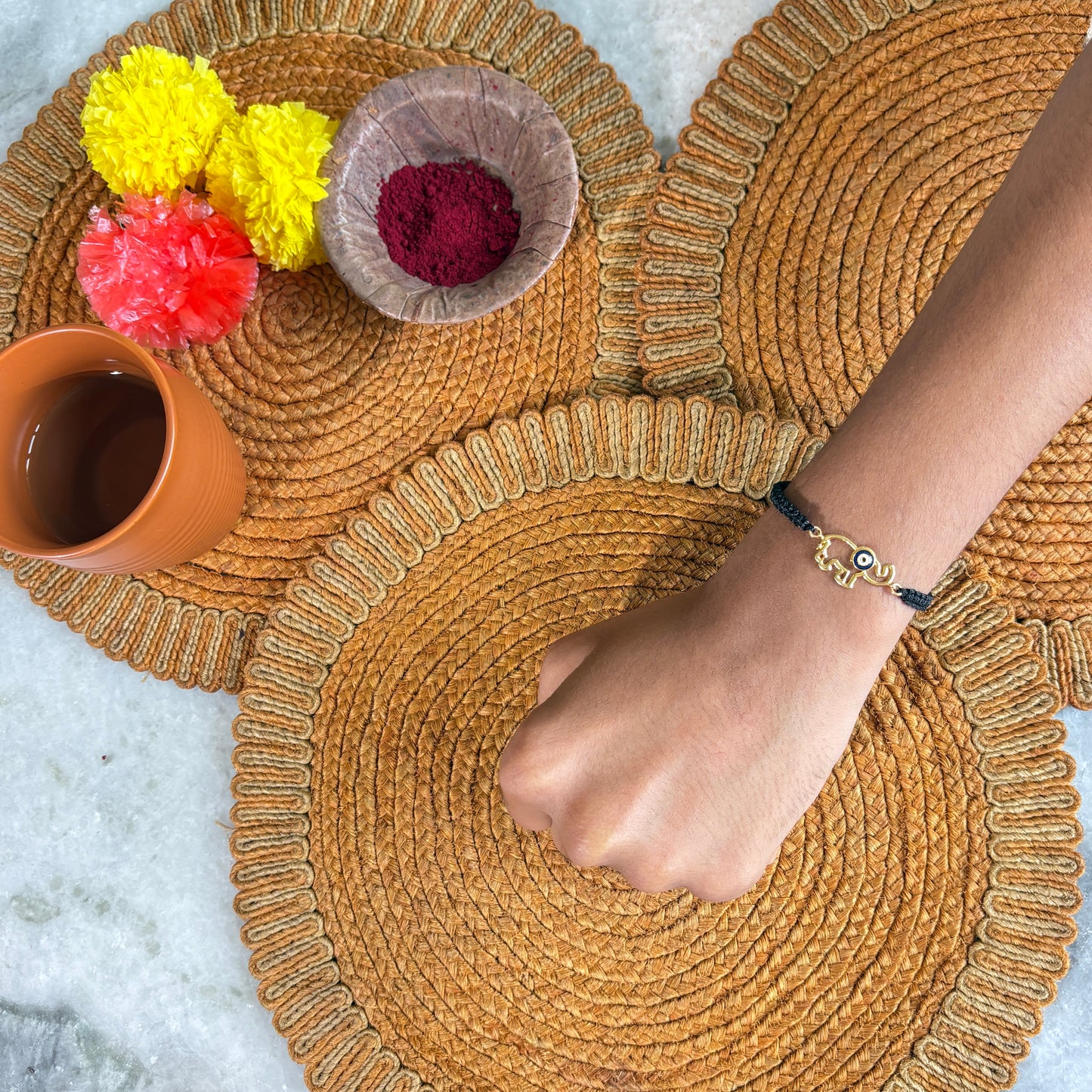 Baahu - Evil Eye & Ganesha Gold Rakhi