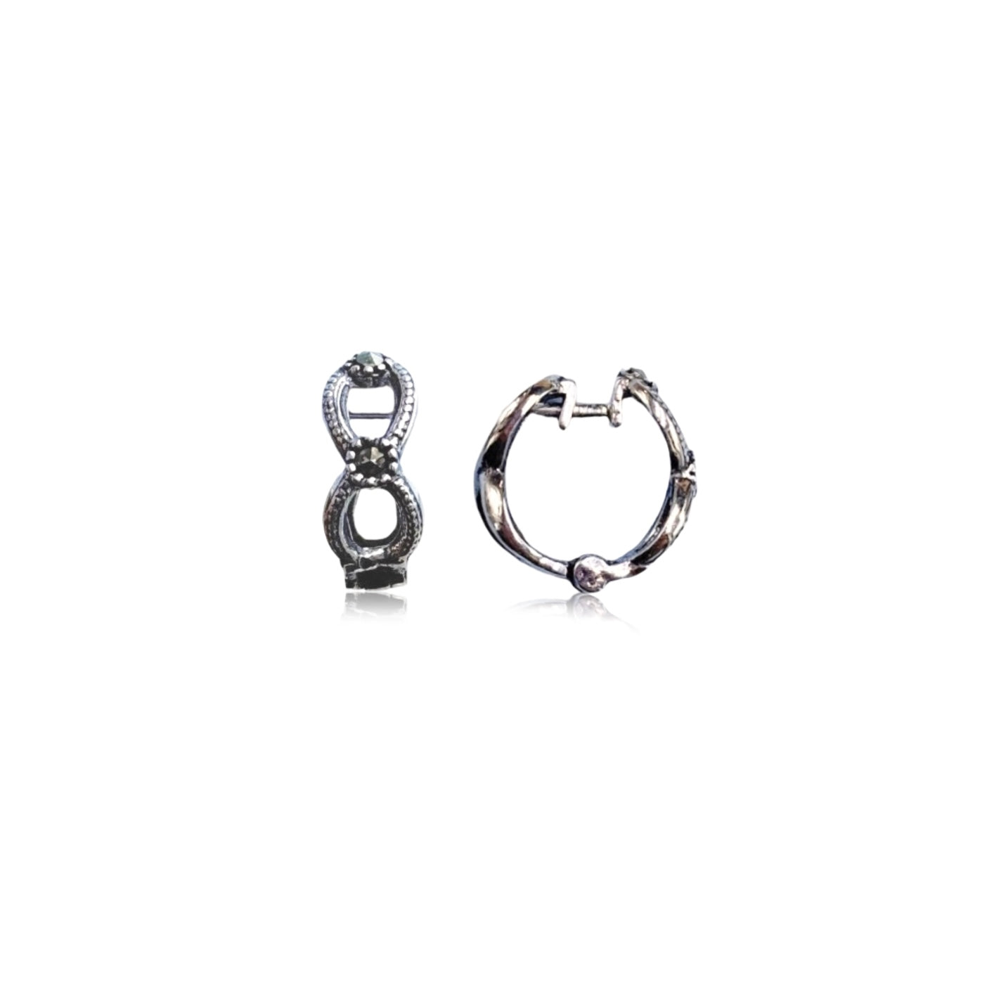 Infinity Loop - Oxidized Silver Hoops