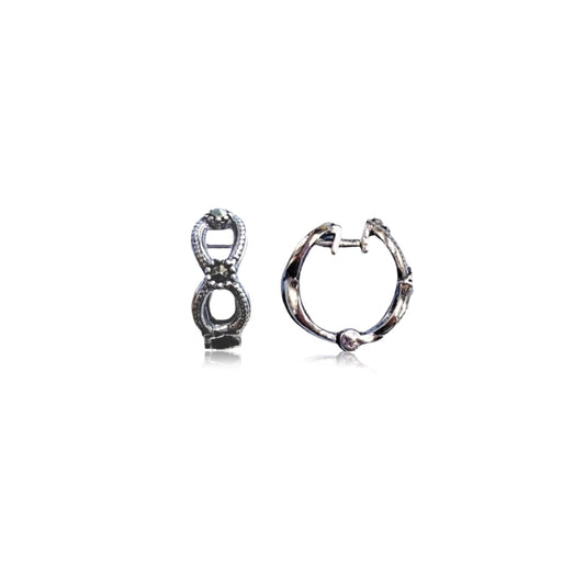 Infinity Loop - Oxidized Silver Hoops