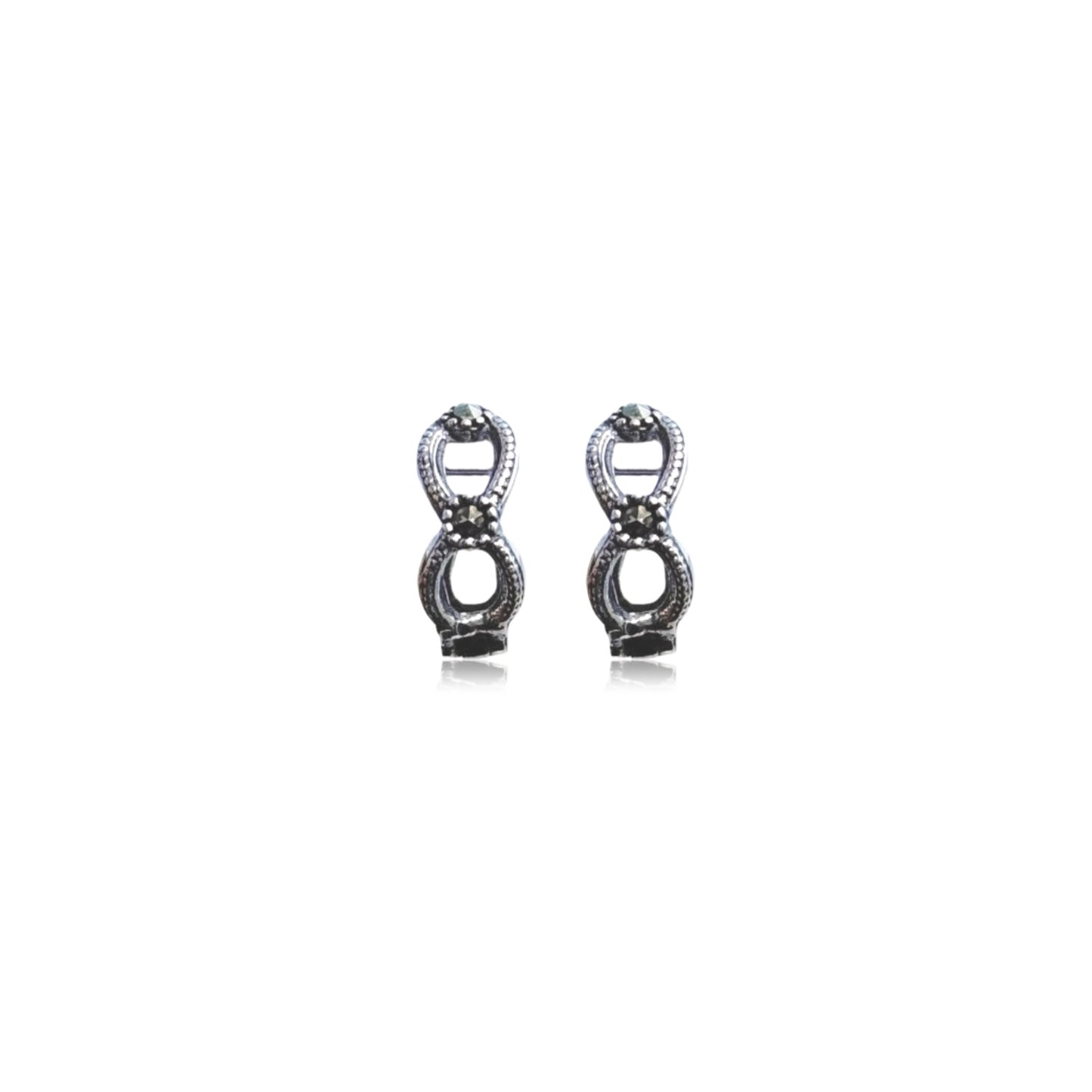 Infinity Loop - Oxidized Silver Hoops